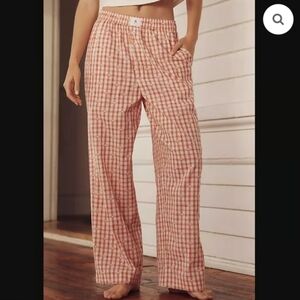 Anthropologie Red and White Checkered Pants